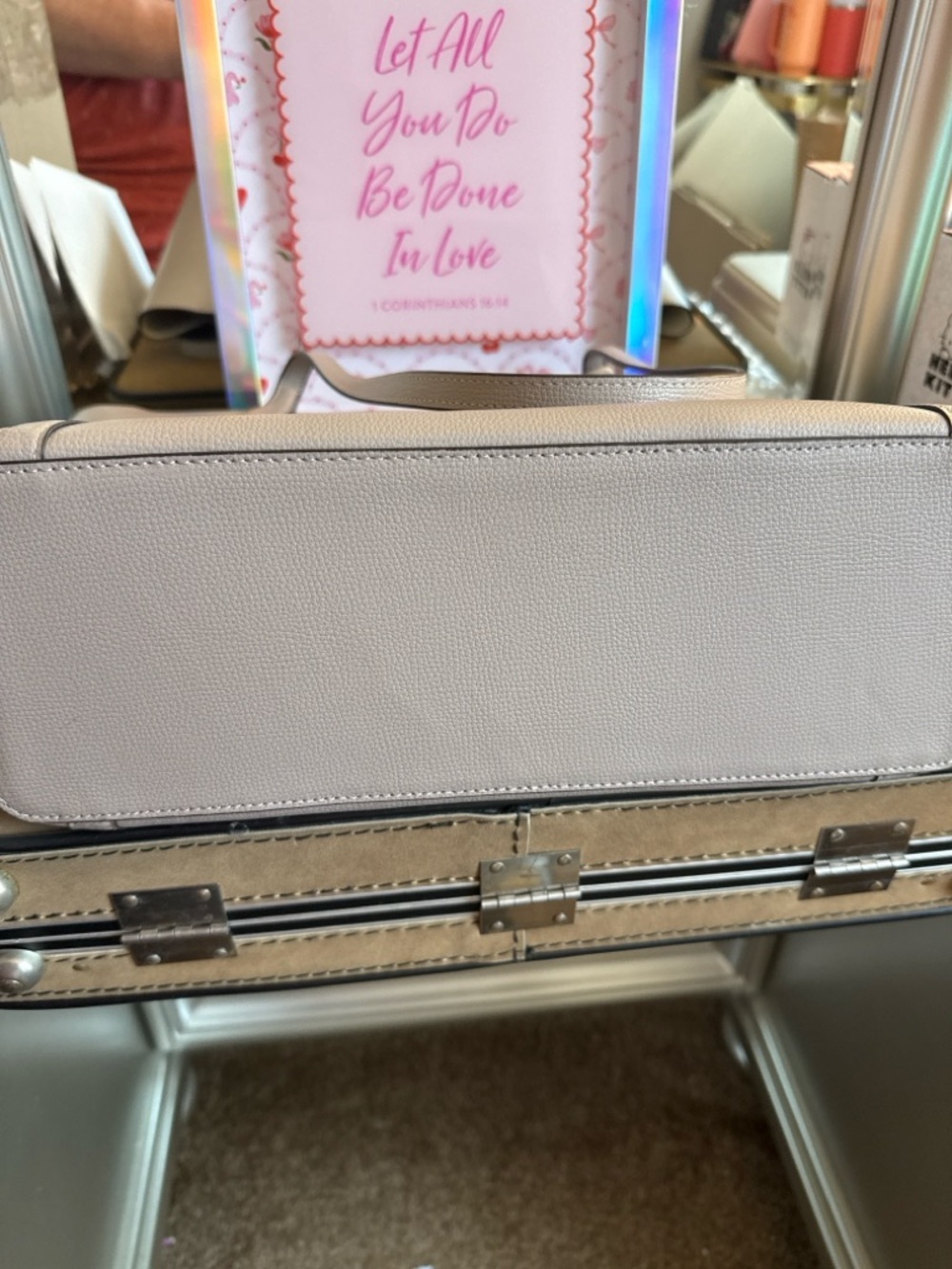 Kate Spade New York Pebbled Leather Tote Bag Taupe Large Shoulder Bag - Picture 6 of 6